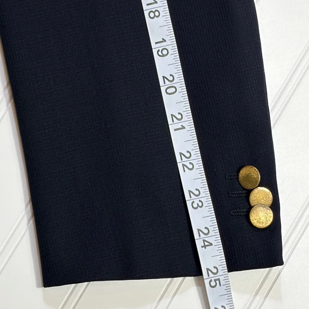 Vintage Italian Luxury Armani Collezioni Navy 100% Wool Blazer 44R Gold Buttons